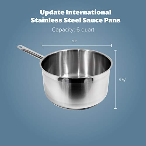 Update International 6 Qt Induction Ready Stainless Steel Sauce Pan W/Cover, Silver (Ssp-6) #TOP1