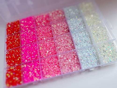 Wooyaya UWP06 Pink Theme 30000 Pcs/Box Nail Art Rhinestones,24 Grid 6 Colors 3Mm Flat-Bottomed Round Nail Rhinestones Glitter Crystal Gem Rhinestone,Diy Decoration Accessories thumb #2