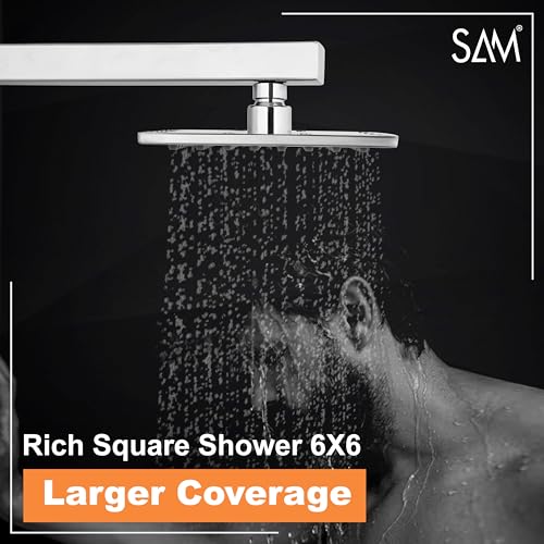 Image of SAM Shower Slim High Pressure Rainfall Showerhead Without Arm for bathroom (Rich Grade, 6 * 6)