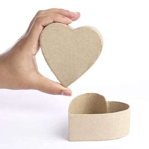 Factory Direct Craft 24 Paper Mache Heart Shaped Boxes (3-1/2" L x 3-1/2") Heart Shaped Papier Mache Boxes Come With Lids - DIY Craft Projects Ready to Decorate for Valentine's Day
