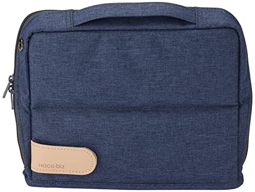 Image of KOKUYO Pencil Case Pouch, Haco-Biz Standing Pen Pouch Bag, Foldable Stand up Pencil Holder Organizer, Large Capacity Portable Pencil Box for Office Supplies, Indigo Blue
