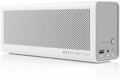 BRAVEN 805 Portable Wireless Bluetooth Speaker [18 Hours Playtime] Built-in 4400 mAh Power Bank Charger - White/Light Gray