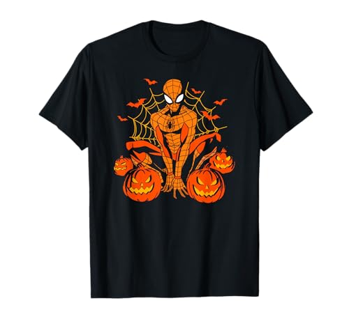 Marvel Spider-Man Halloween Pumpkin Patch Spooky Logo T-Shirt - image 1