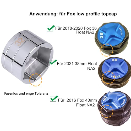 32mm Stecknuss Flach für Fox Gabel Nuss 32 Fox Gabel Werkzeug Top Cap Socket für Fox 36 38 40 Float NA2(32mm socket)