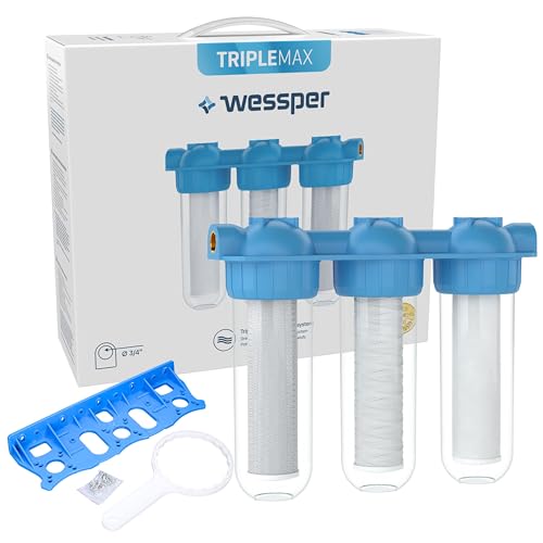 Wessper Filtro de agua 3-Etapas (¾') Filtro de sedimentos Carbón activado