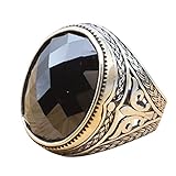Black Onyx Silver Ring, Silver Ottoman Ring, Two Tone Ring, Genuine Black Onyx Mens Ring, Mens Ring,
