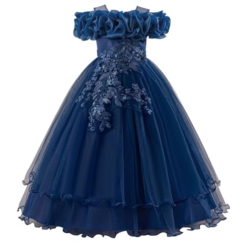 SoLu DAY8 Robe Princesse Fille sans Bretelles 7-12 Ans Tulle Robe de Soirée Fille Cérémonie Cocktail Mariage Chic et Elegant Glamour Pas Cher Confortable Vacances...