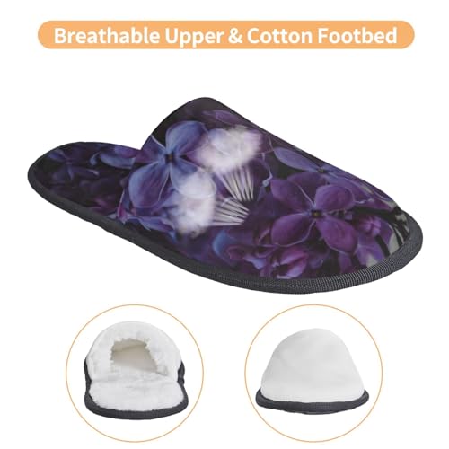 Lilac Print Women Slippers Home Furry Shoes Keep Men Couples Shoes Warm For Women-4