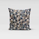 Vous recevrez une housse de coussin en tissu semi-panama imprimé avec motif triangles aspect lin.