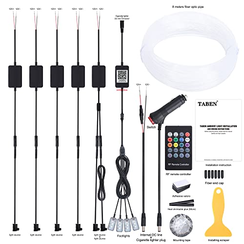 TABEN Kit luce ambientale per auto, 8 metri Fibra