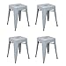 Vaukura Taburete Bajo Oliix (Pack 4) - Taburete Industrial Metálico Mate (Gris)