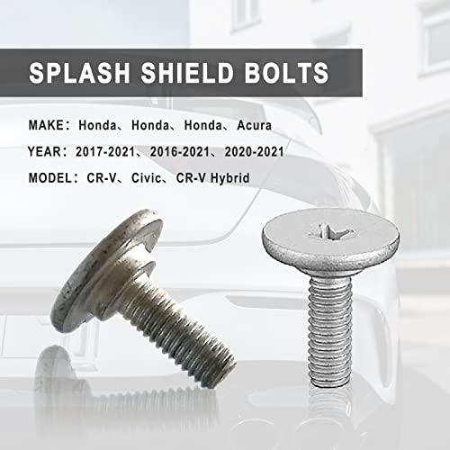Cueclue Pack-8 Lower Engine Cover Bolt Pin Screws, Screws Bolts Splash Shield Hardware, Radiator Engine Access Cover Pin Compatible With Honda Accord Civic Crv Acura 90674-Ty2-A01 (Silver) #TOP2