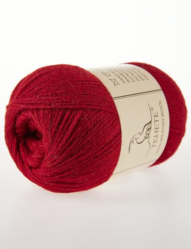 Image of 100% Merino Wool Yarn for Knitting 3-Ply Luxury Warm Soft Lightweight Crochet Yarn(Maroon,3Balsl)