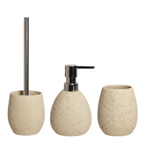 iubihome - Juego Accesorios de Baño Color Arena, Kit de 3 Piezas, Set de Baño Completo, Conjunto Accesorios para Cuartos de Baño Modernos