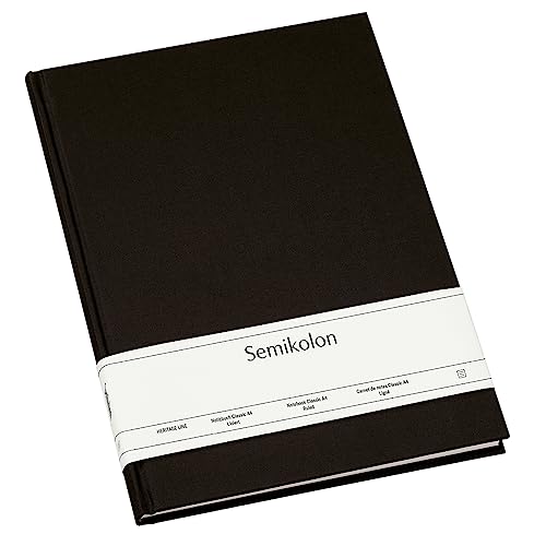 Semikolon 350924 Notizbuch Classic A4 liniert - 176 Seiten, cremeweißes Papier - Lesezeichen - black schwarz
