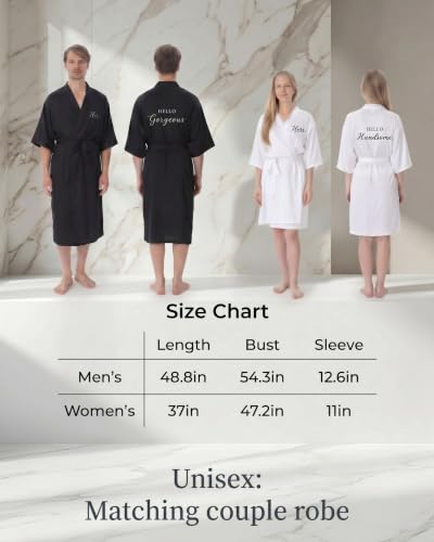 Image of Jecery 2 Pcs Satin His and Hers Robes Set Mr. Mrs. Silk Matching Robe for Couples Women Man Wedding Engagement Bridal Gift
