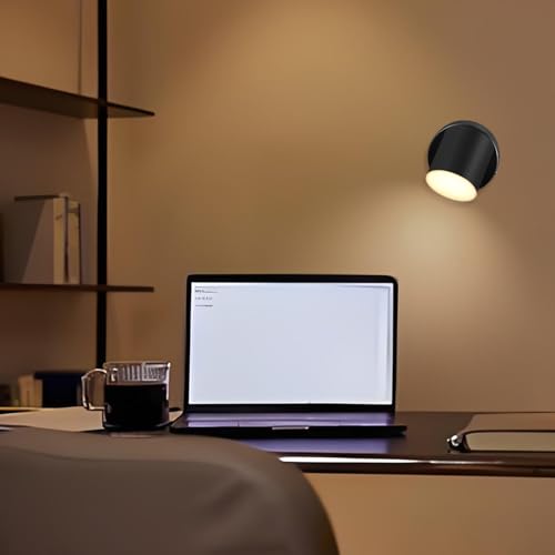 Image of Kawell Modern LED Wall Sconce with Switch - Rotatable Hardwired LED Wall Lamp for Bedside, Study, Child Room - Nordic Style, Black(3000K)