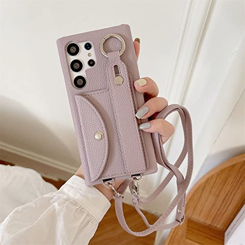 Lanière housse en cuir Samsung Galaxy Note 20 Ultra antichoc violet clair