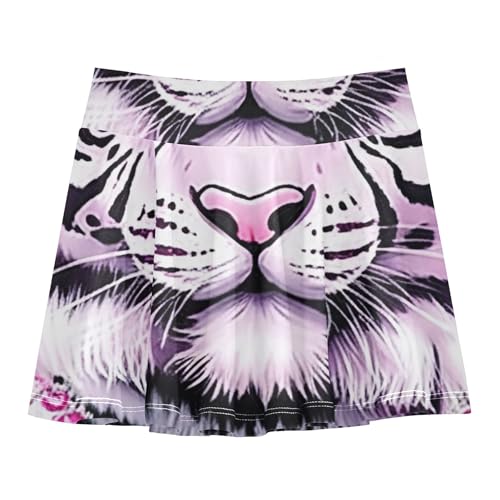 Cute Comfy Athletic Shorts Girls Skorts Toddlers Tennis Skirts Cheer Skirt Tiger Diamond Pink Petal 4t