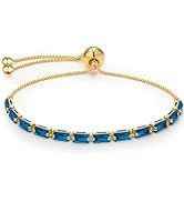 J.F&eacute;e Gold Tennis Bracelet, S925 Bracelet Plated 14K Gold with Sparkling 5A Cubic Zirconia Gold B...