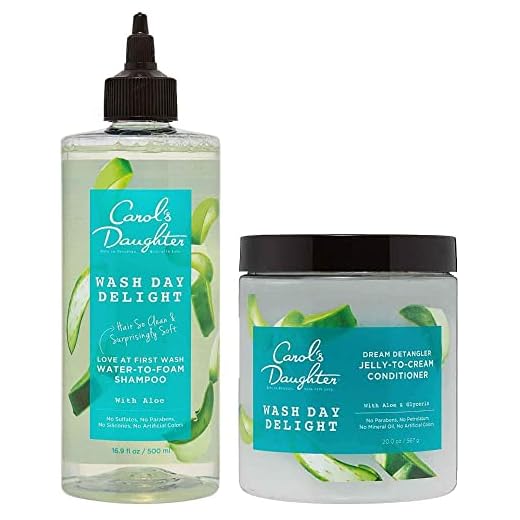 Carol's Daughter Wash Day Delight Sulfate Free Clarifying Shampoo and Deep Conditioner Gift Set with Aloe and Micellar - Best for Curly, Natural, and Textured Hair – Detangle and Moisturize
