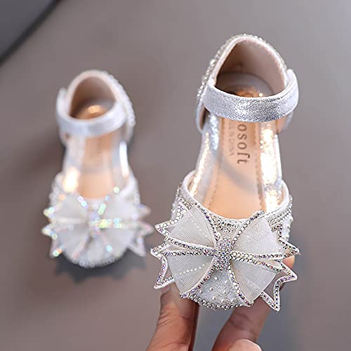 Slide Sandal Bowknot Performance Dance Shoes For Girls Childrens Shoes Pearl Rhinestones Shining Toddler Sandals Size 32