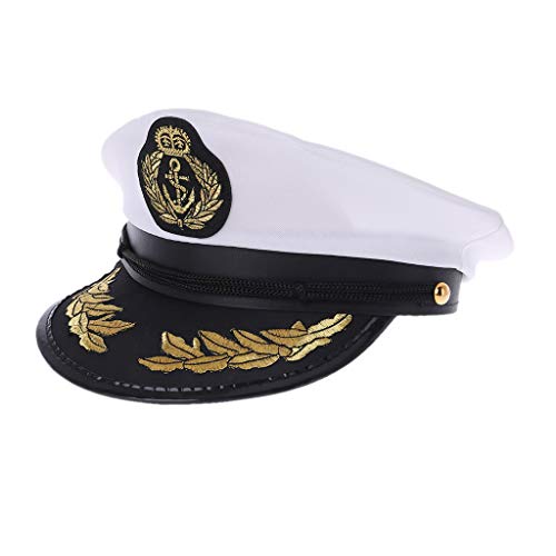 ruiruiNIE Sombrero de Marinero Adulto Blanco Barco capitán capitán Gorra Traje Fiesta Cosplay Vestido(Blanco)