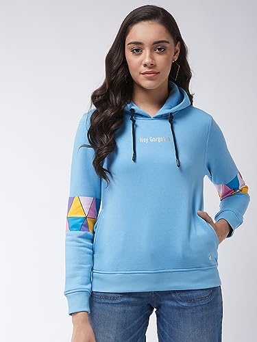 Image of Modeve Women Printed Hooded Sweatshirt for Winter