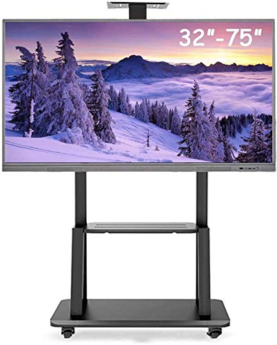 Hoher TV-Bodenwagen mit drehbaren Rädern für Gebogene 32"- 75" -Flachbild-LCD-LED-OLED-QLED-Fernseher, Unterstützung für 105 kg TV-Rack