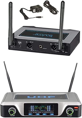 Boytone Bt-104Um, Uhf Wireless Microphone System, Dual Fix Channel Handheld Dynamic Mics/Lapel/Headset/Body Pack, For Home Party, Meeting, Wedding, Church, With Aluminum Carrying Case, 110/220 #TOP3