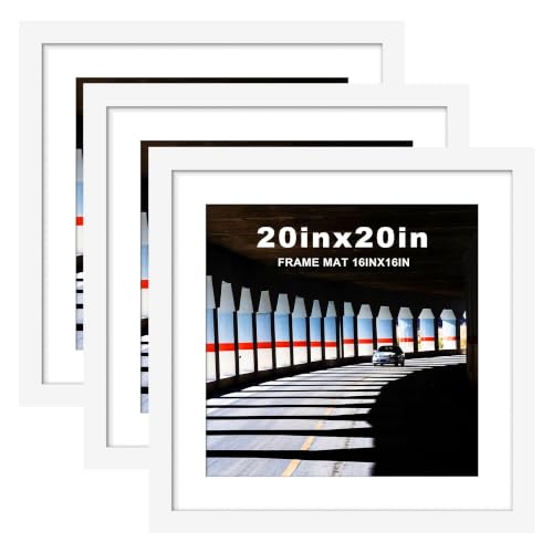 Image of Picrit 20x20 White Picture Frame, Poster Frame for Wall, 3 Pack