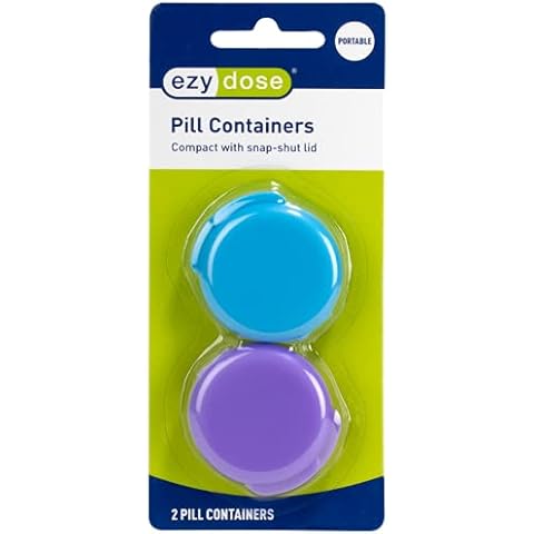 Ezy Dose Daily Round, Portable Pill and Vitamin Containers, Assorted, 2 Count Cover