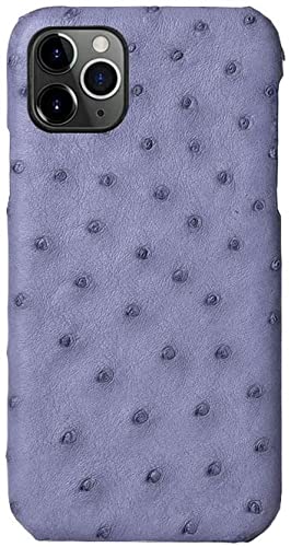 Coque iPhone 11 Pro Max en cuir d'autruche gris, protection antichoc et respirante 6.5"
