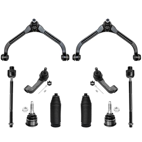 Image of Detroit Axle - 10pc Front End Suspension Kit for 2002 2003 2004 Jeep Liberty, 2 Upper Control Arms with Ball Joints Assembly 4 Inner Outer Tie Rods 2 Lower Ball Joints 2 Boots Replacement