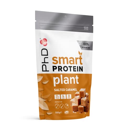 Phd Smart Plant, shake végétalien riche en protéines, idéal pour les milkshakes, les pâtisseries et les desserts, caramel salé, 500 g