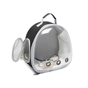 Small Animal Carrier Backpack Space Capsule Bubble Window Carrier Backpack for Lizard Guinea Pig (Black)