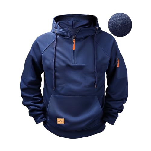 Quarter Zip Pullover Men Big and Tall Tactical Western Hoodies Heavy Fleece Lined Hooded Sweatshirt Warm Oversized Sweat Shirt with Pockets Comfy Gym Workout Hoodies Mens Hoodies Pullover Navy2