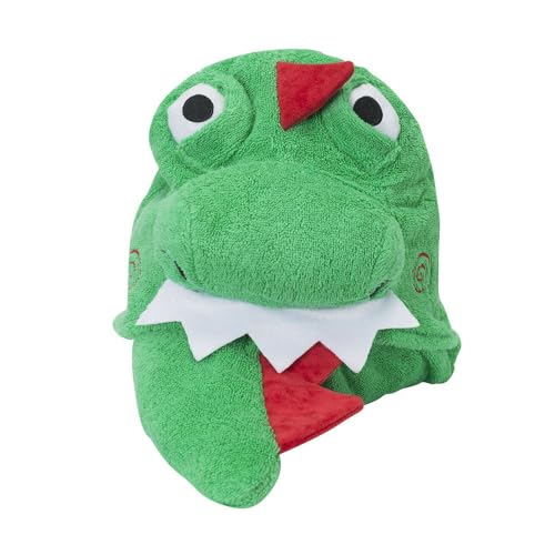 Image of ZOOCCHINI Hooded Bath Towel for Kids - 100% Cotton Terry, Plush & Absorbent for Bathtime or Pool, 50 inch x 22 inch (2-6 Years), Devin The Dinosaur