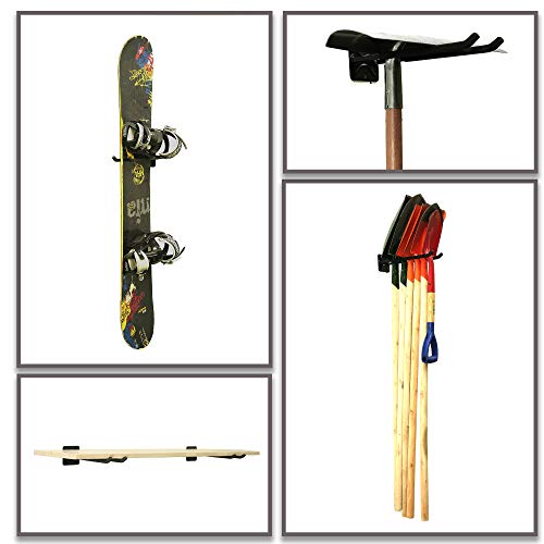 Ultrawall Wall Mounted Hanger Garden Tool Storage Organizer, Garage Hooks for Snow Board Hook Tire Rack, 2 Pack