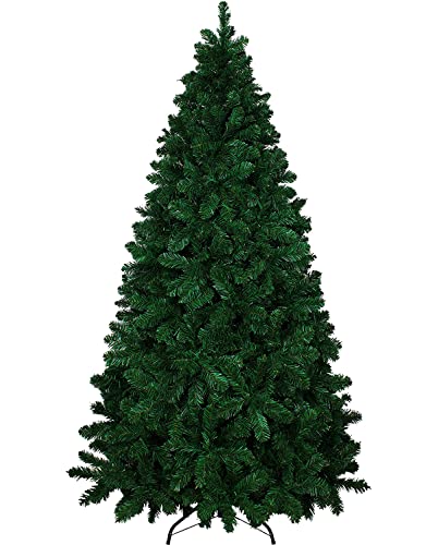 Árbol de Navidad 240 cm Super grueso 1516 ramas efecto realista amplia cabeza de montaje rápido y fácil hoja artificial con doble color de PVC abeto pino Navidad con base de metal en cruz Cover