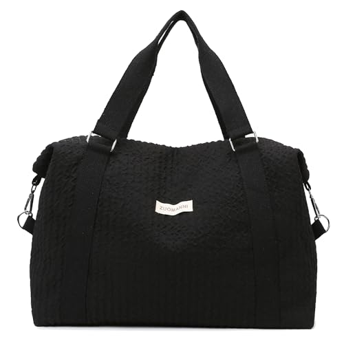 Travel Duffle Bag,Weekender Bags for Women Men,Overnight Carry On Tote Bags,Large Sports Gym Bags Portable Double Layer Wet Pocket Traveling Duffel Tote Bag Black2
