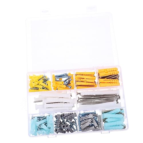 SOLUSTRE 5 Sizes Zinc Plated Drywall Anchors Screws Kit Plastic Wall Mount Anchors Organizing Box Easy to Install