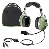 JUYODE Aviation Headset Pilot Noise Cancelling Headphones for Pilot Flight School Student Dual Twin GA Plug Helicopter Headsets (Light-Green)