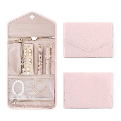 Bolsa de joyería portátil, estuche de viaje para collares, pendientes y pulseras 3