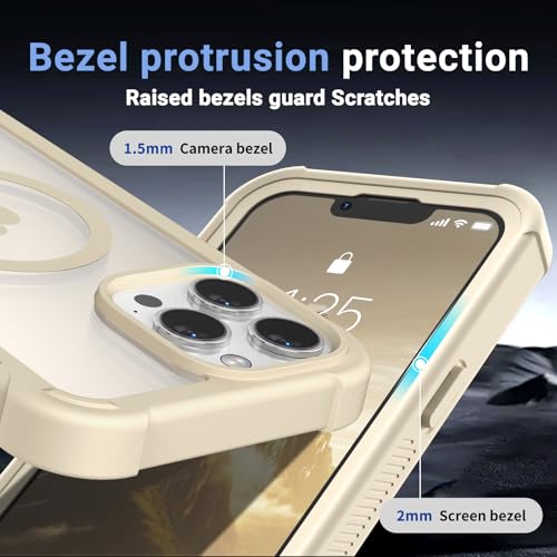 jaroco Magnetic for iPhone 13 Pro Max Case, [Compatible with MagSafe][Military Grade Drop Protection][Heavy Duty Protection][Non-Slip][Shockproof] 2-Layer Durable Bumper Phone Case 6.7''-Antique White by jaroco - Image 5