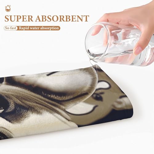 Serviette de bain bouledogue français douce et absorbante pour sport et yoga