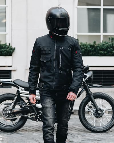 RIDEIRON Motorradjacke Herren Winter CE Class A mit Schulter- und Ellenbogenpolstern(CE-2),herausnehmbarem Innenfutter winddichtem Motorradschutz Schwarz-M