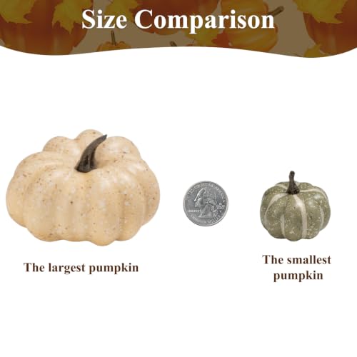 Image of 30Pcs Artificial Pumpkins Set, Assorted Fall Fake Pumpkins Acorns Pine Cones Berries Maple Leaves, Fall Decor for Halloween Thanksgiving Home Mantel Tabletop
