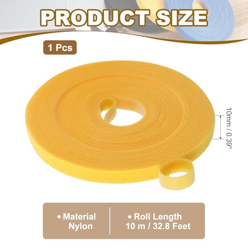Image of PATIKIL 0.4IN x 33FT Hook and Loop Tape, 2 Pcs Double-Sided Nylon Strips Reusable Cable Ties Roll Multi-Purpose Cord Management Tape Wrap Fastener for Home Office, Yellow