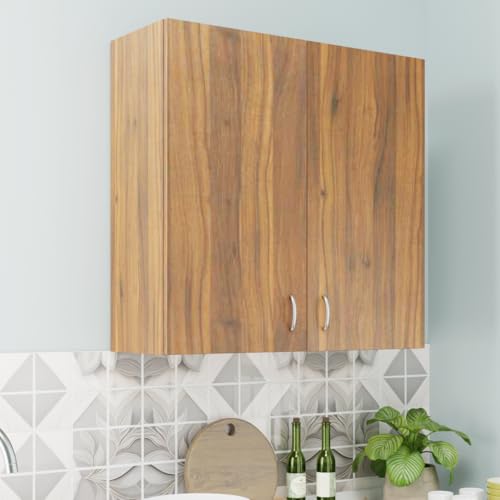 Image of VIKI Furniture |Buffet Modular Kitchen Wall Cabinet - Two Door Cabinet | Space Saving Rack for Spices | DIY Home Storage Cupboard (Brussel Walnut - 30D x 80W x 80H cm) | 1 Year Warranty
